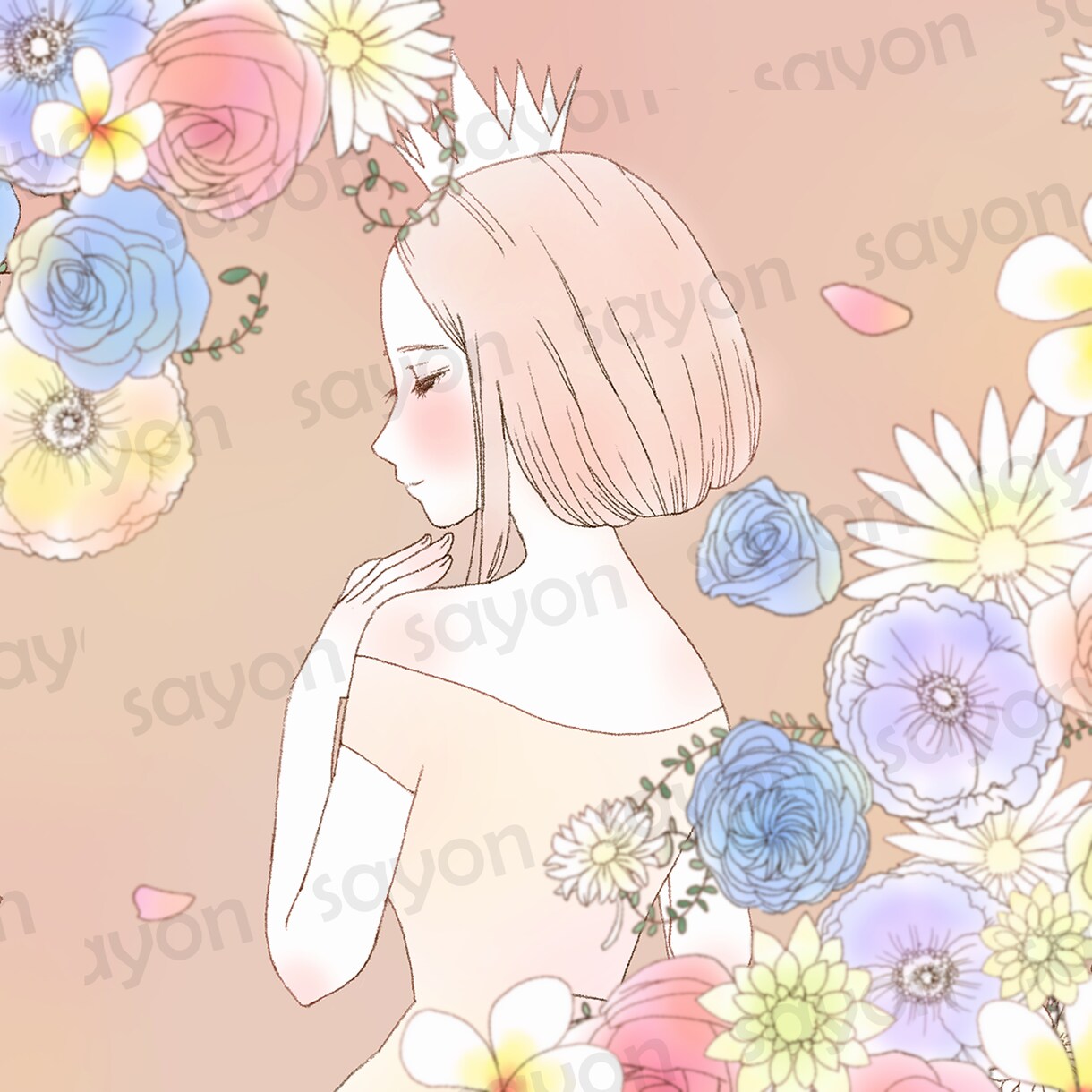 商用利用可・完成品の手描きイラストを販売しています ダウンロードするだけ/ウエディングフラワー/アイコン イメージ1