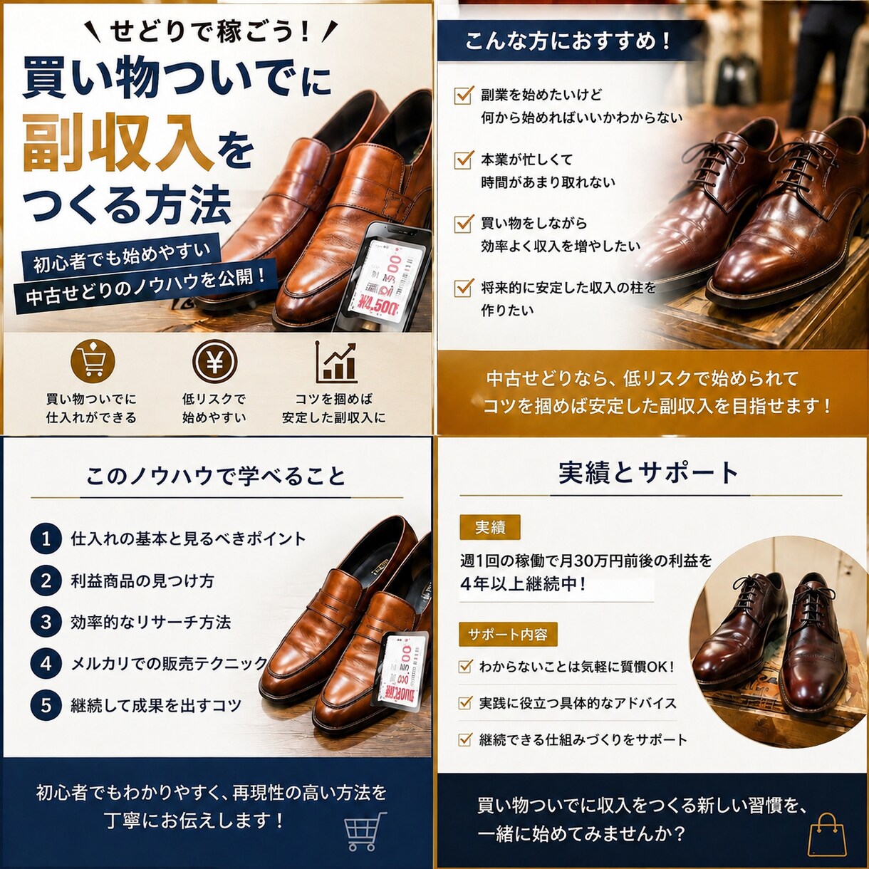 初心者必見⭐️革靴転売のノウハウ習得できます ✴︎初心者必見✴︎メンズ革靴転売で福収入を作ろう！！ イメージ1
