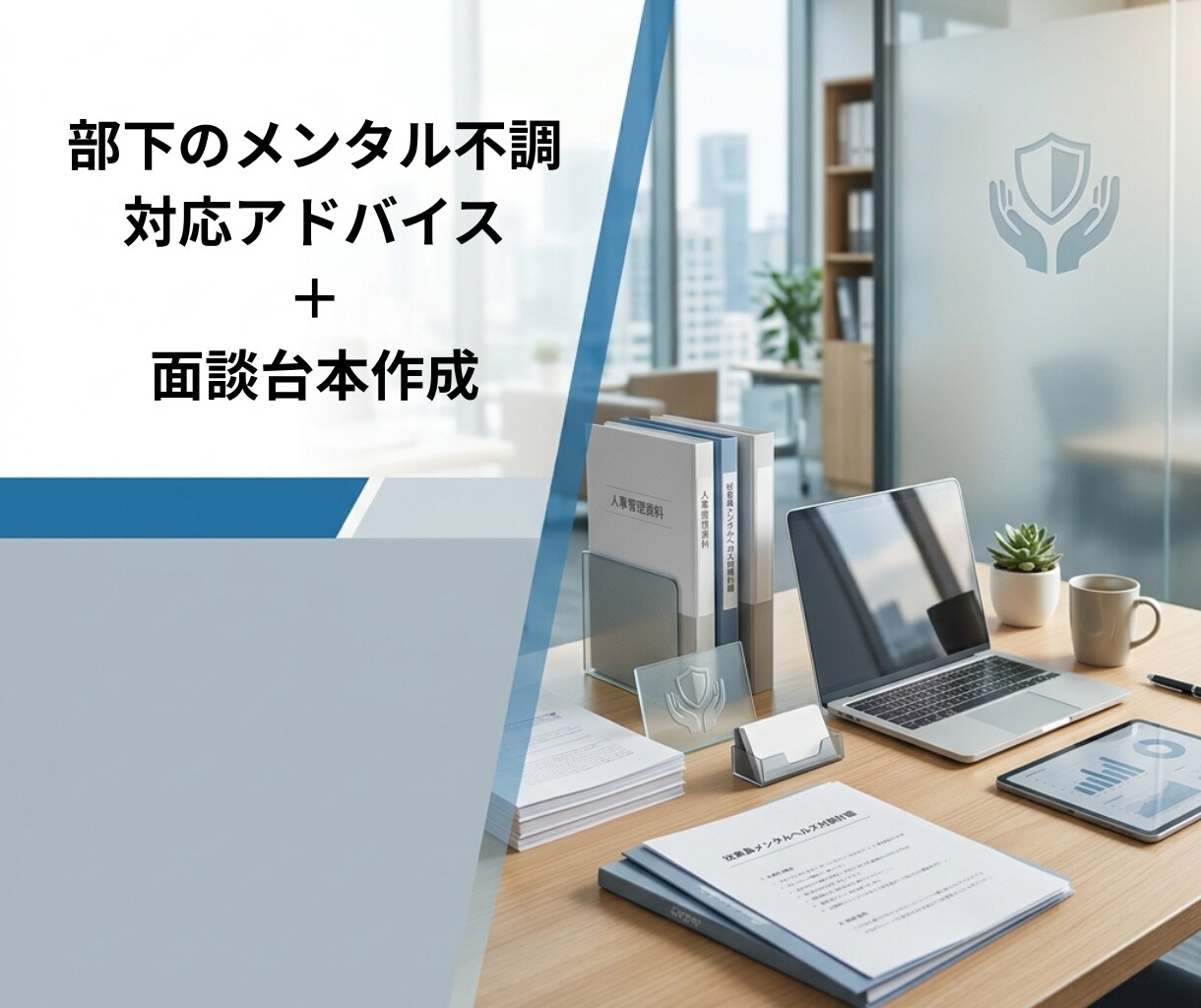 部下の精神不調に悩む方。対応と面談台本作成します 腫れ物扱いはNG!上級心理カウンセラーがスクリプトを作ります イメージ1