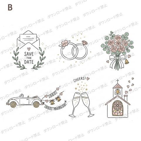 ウェディングに使えるイラスト販売してます 結婚式・ウェディング・ウェルカムボード・招待状・にもおすすめ イメージ3