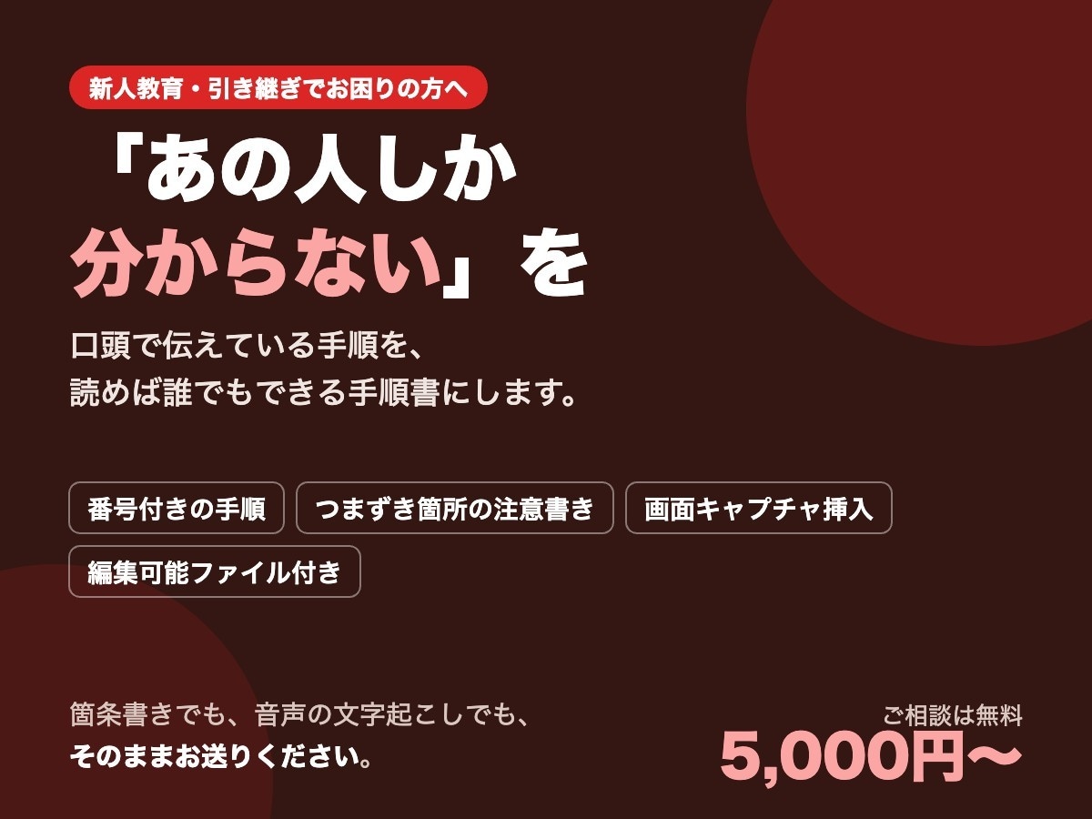 業務マニュアル・手順書を作成します 読めば誰でも同じ作業ができる形に イメージ1