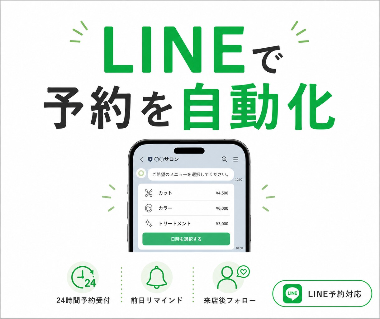 また来たい！をつくる。LINE予約システム作ります 小規模店舗向け｜低コストでLINE構築×予約機能×おもてなし イメージ4