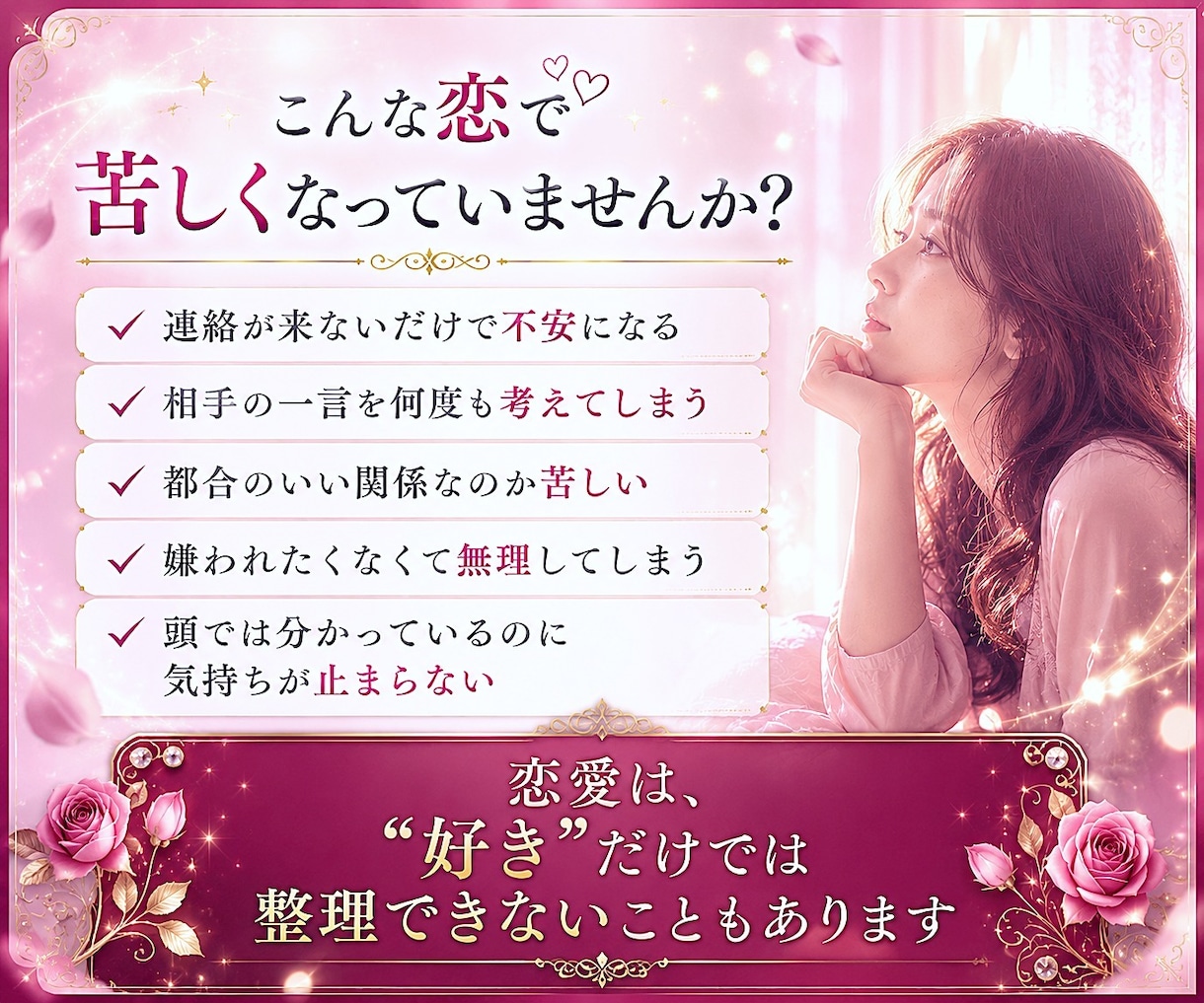 心が限界…恋愛の不安・依存・執着を一緒に整理します 累計4600件セラピスト✨不倫／復縁／片思い｜心理×恋愛相談 イメージ2