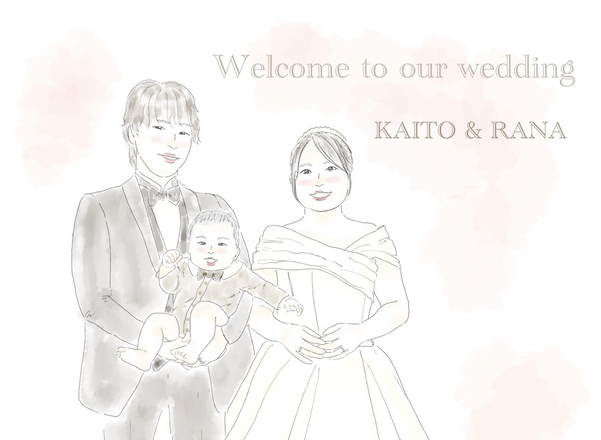 思い出に残る結婚式の似顔絵イラストお描きします ウェルカムボードや両親贈呈品にもオススメ！ イメージ4