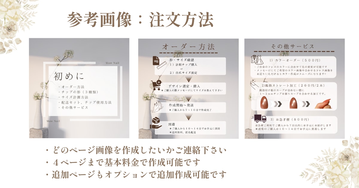 ハンドメイド販売用説明ページをおしゃれに作成します ハンドメイド初心者でも大丈夫！購入者に伝わるページ作ります✨ イメージ3