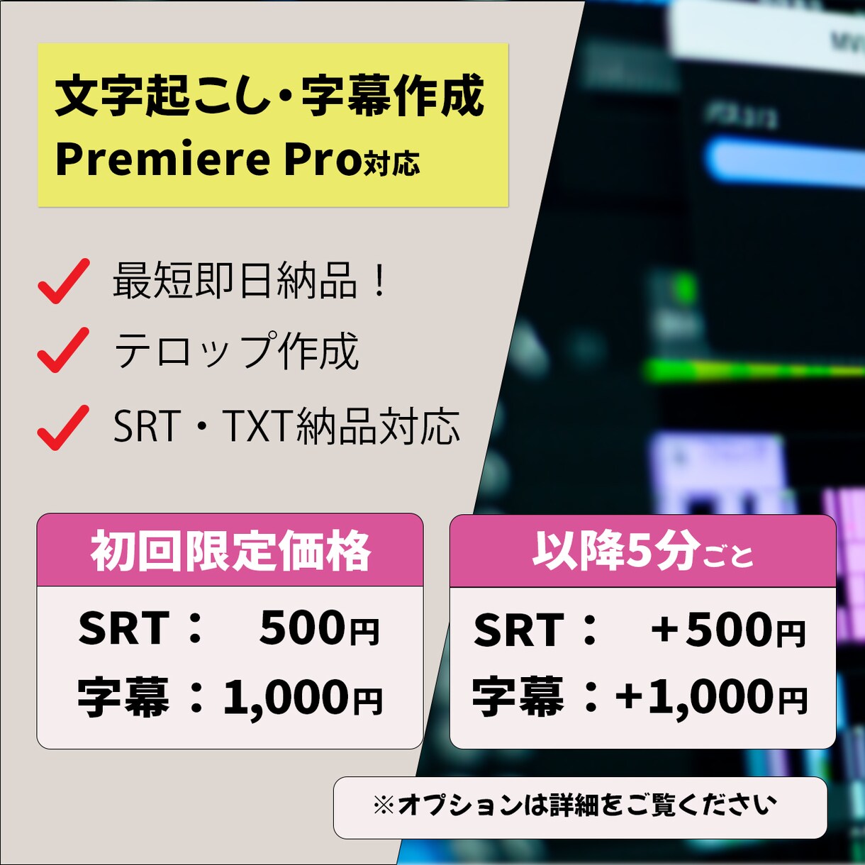 文字起こし・字幕作成を代行いたします SRT・テロップ作成｜Vrew・Premiere Pro対応 イメージ1