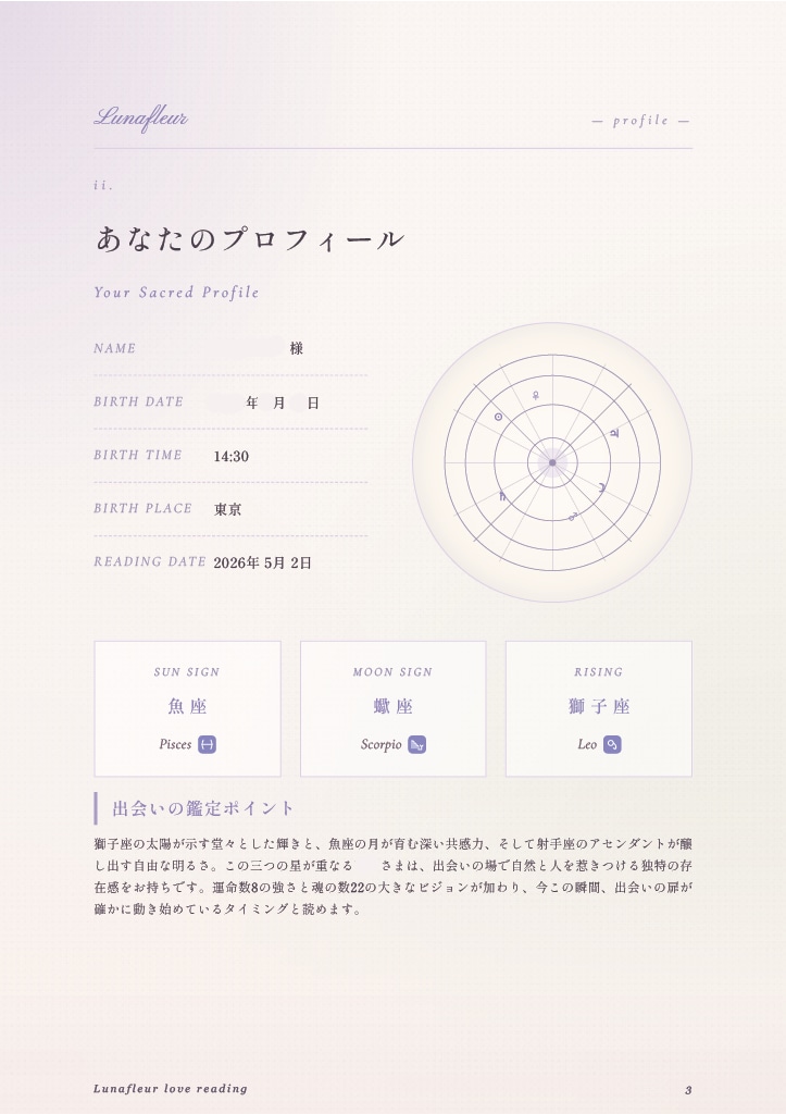 占星術×数秘術×タロットで出会いの時期を鑑定します 半年の恋の流れを月ごとに｜元プロ記者監修の美麗な保存版PDF イメージ9