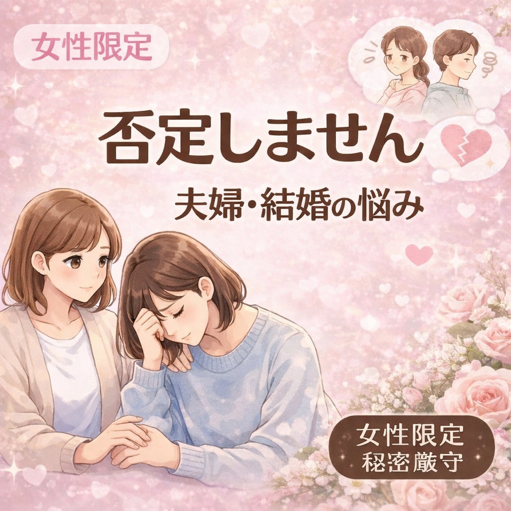 女性限定｜夫婦関係や結婚の悩みお聞きします 誰にも言えない夫婦の悩み安心して話せます イメージ1