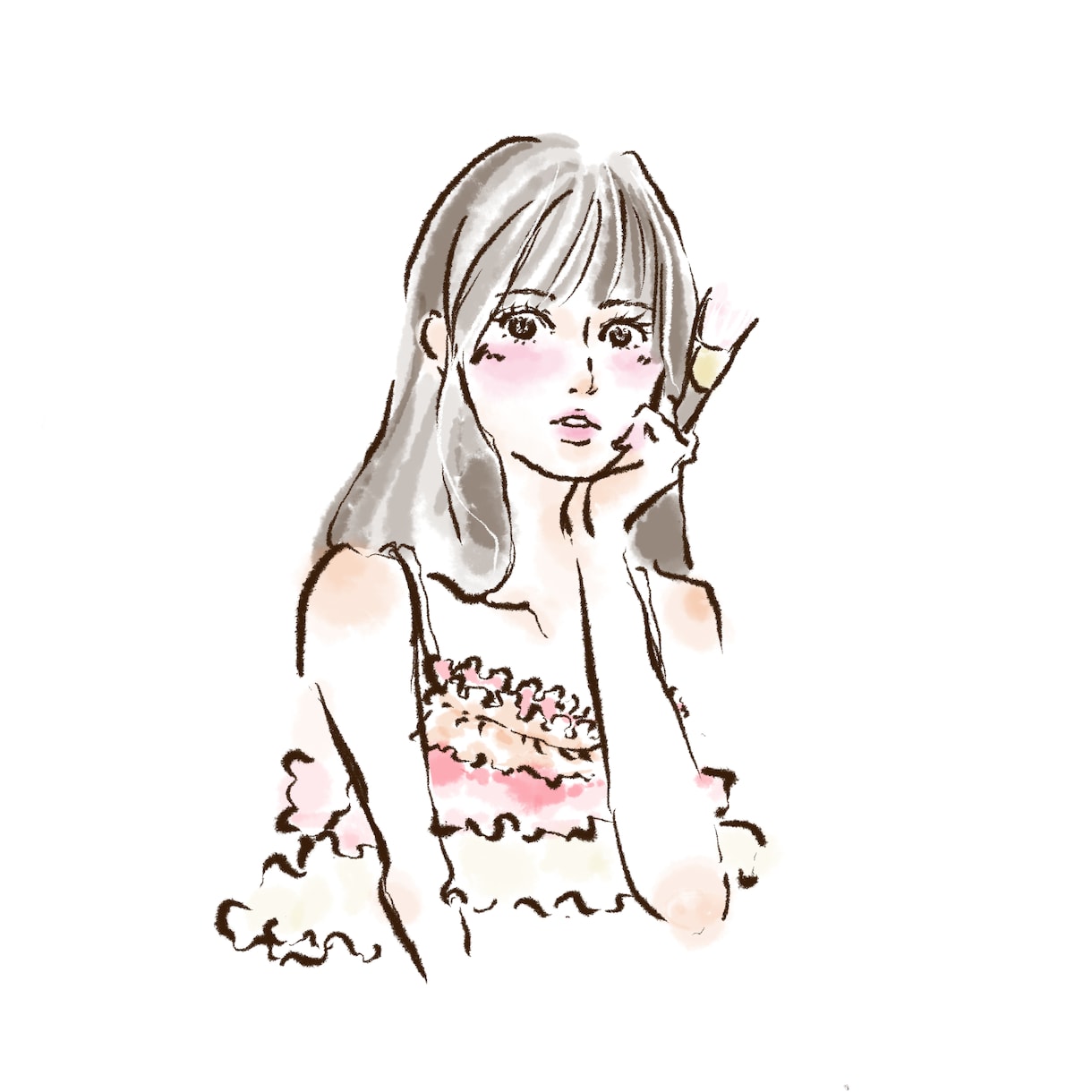 おしゃれ可愛い似顔絵イラスト描きます 水彩タッチでやさしい印象のおしゃれかわいいイラストです イメージ2