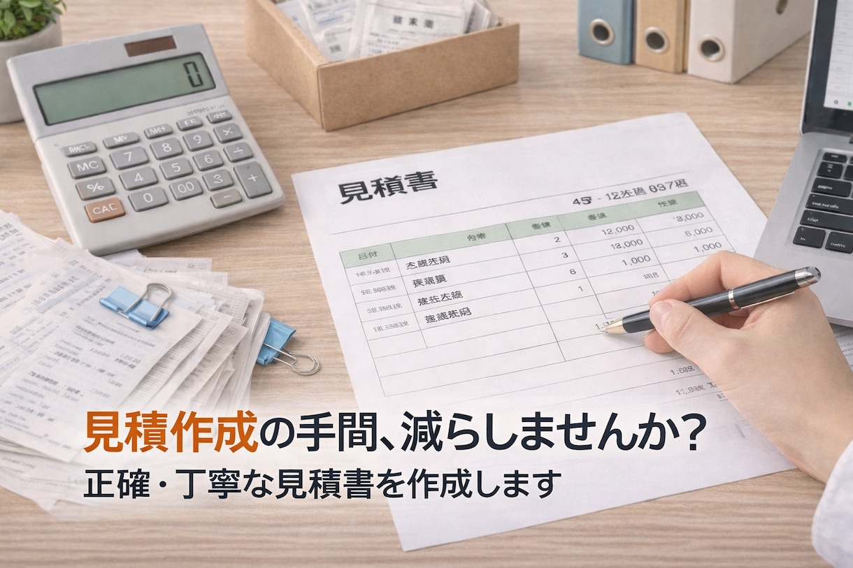 個人事業主さん向け　見積書の作成を代行します 見積作成の手間減らしませんか？正確・丁寧な見積書を作成します イメージ1
