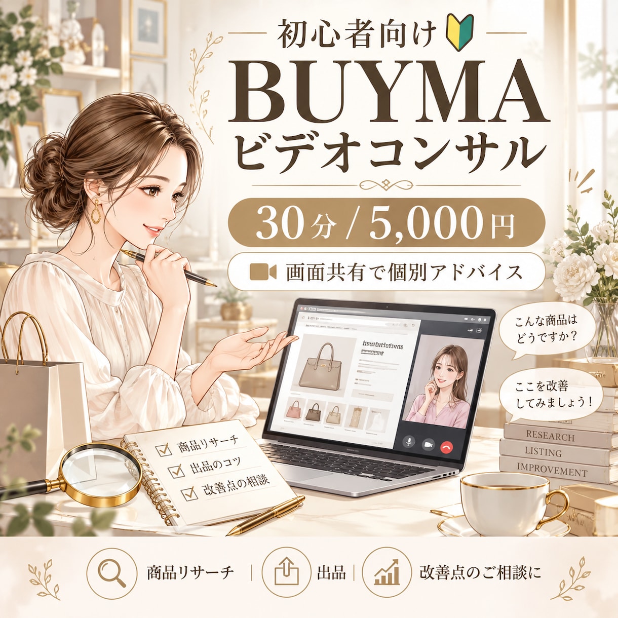 BUYMA初心者の方に出品・運営方法を教えます 出品ページを一緒に確認し改善点を丁寧にアドバイス イメージ1