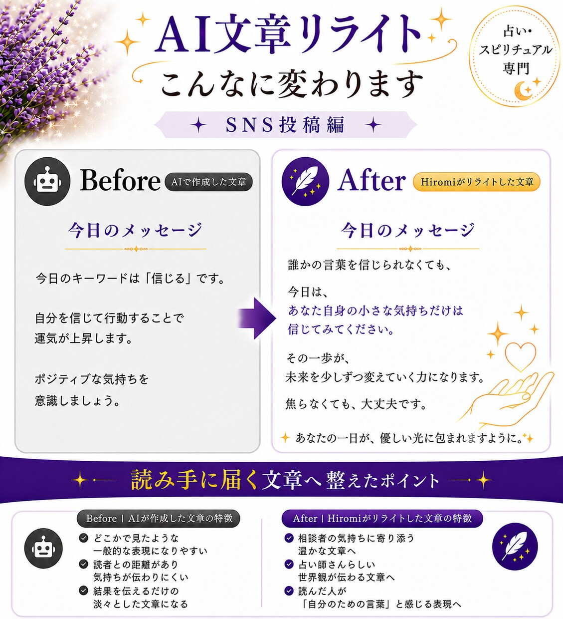 AIで作成した文章を自然にリライトします 占い・スピリチュアル文章を自然で伝わる表現に イメージ4