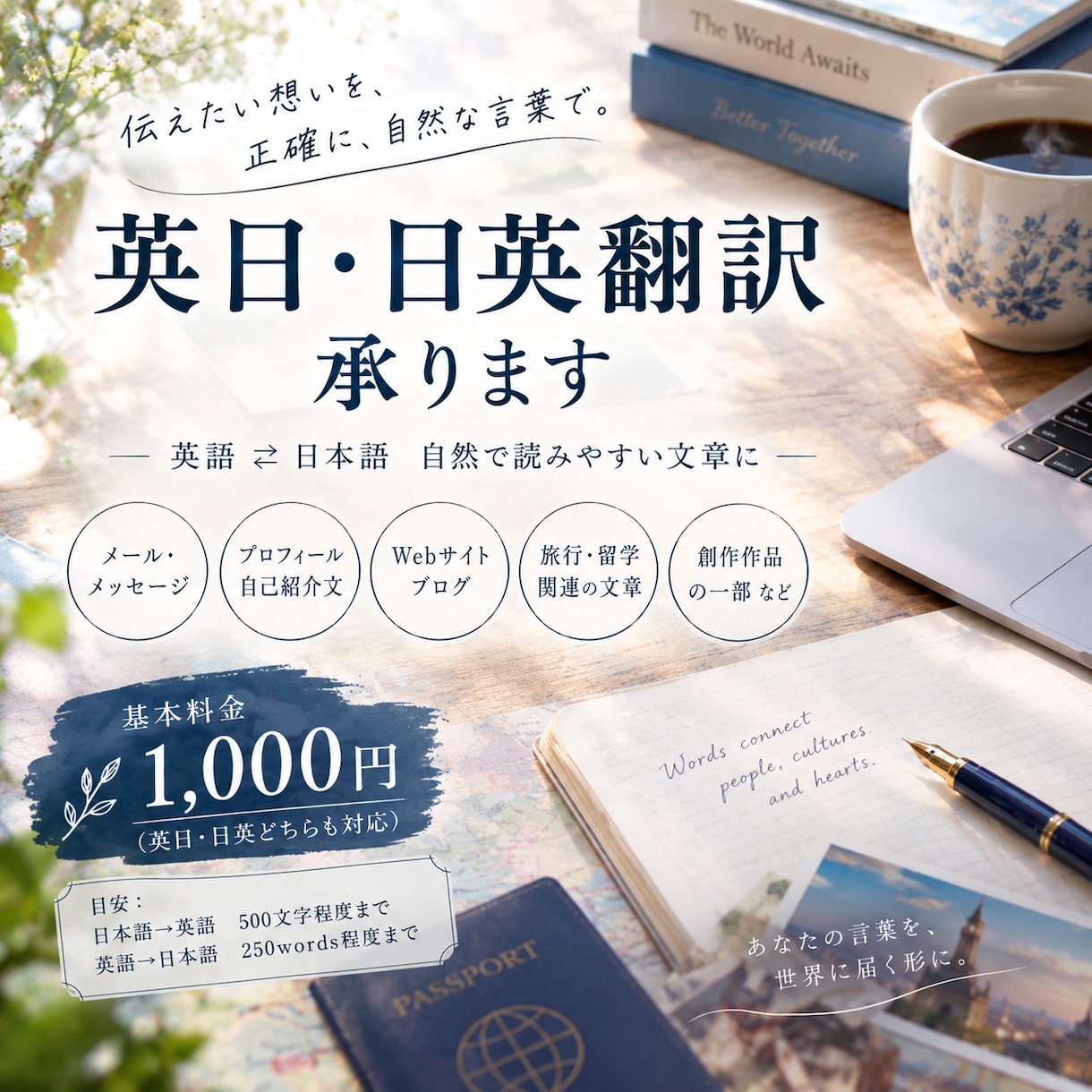 英日・日英翻訳します 英語⇔日本語、自然で読みやすい文章に翻訳します。 イメージ1