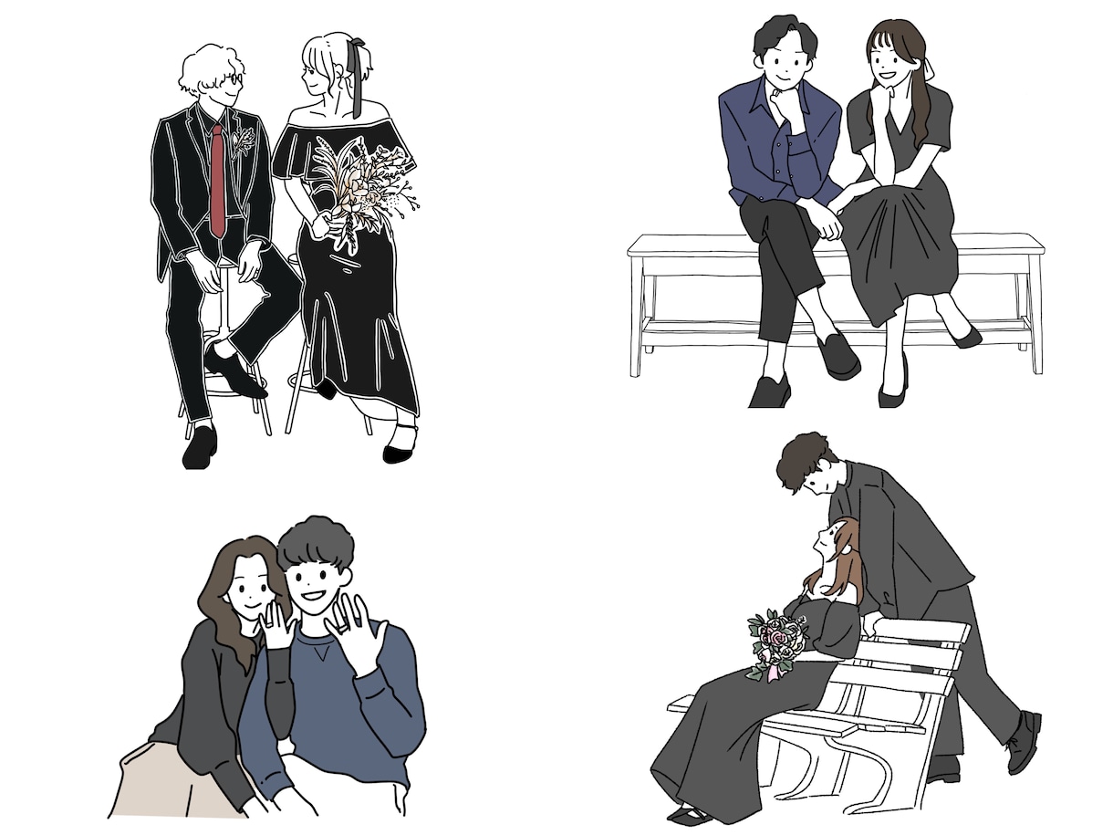 写真を元にシンプルなイラストを描きます 記念日、贈り物、SNS、ウェルカムボードやアイテムなどに♡ イメージ5