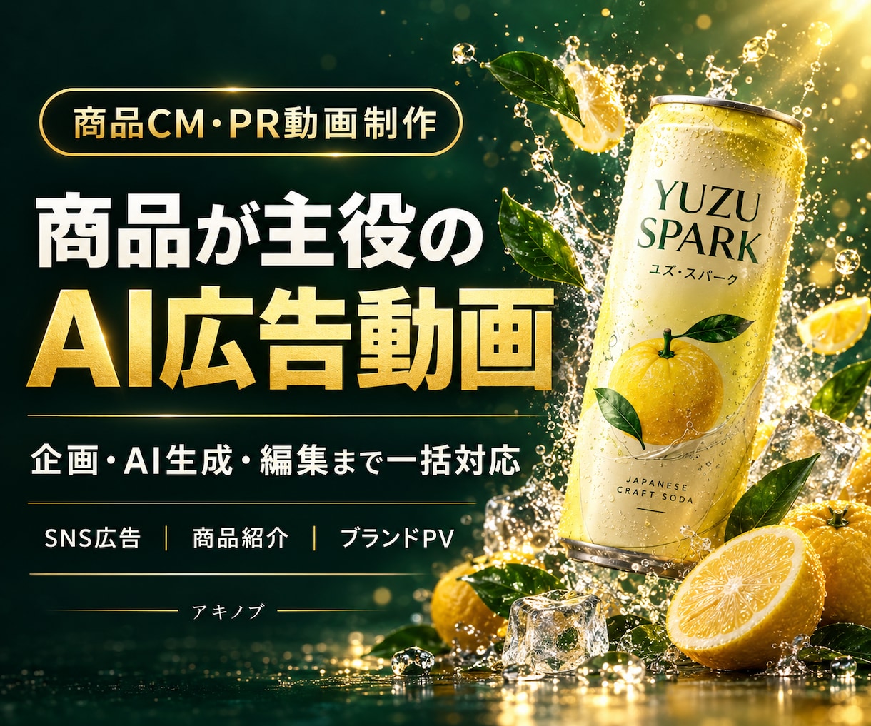 AIで商品が主役のCM・PR動画を制作しますます 商品写真から、目を引く映像へ。企画・AI生成・編集まで対応 イメージ1