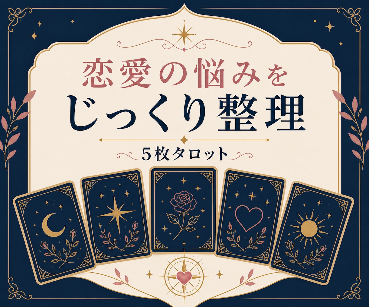 恋愛の悩みを5枚でじっくり整理します 5つの視点から関係を整理し、次の一歩を探します イメージ1