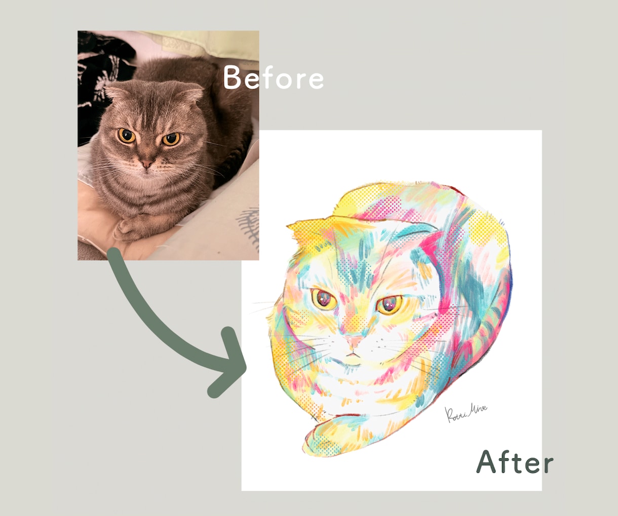 大切な愛犬・愛猫をにじいろの似顔絵で描きます 【先着3名モニター募集】愛するペットを描くにじいろアート イメージ5