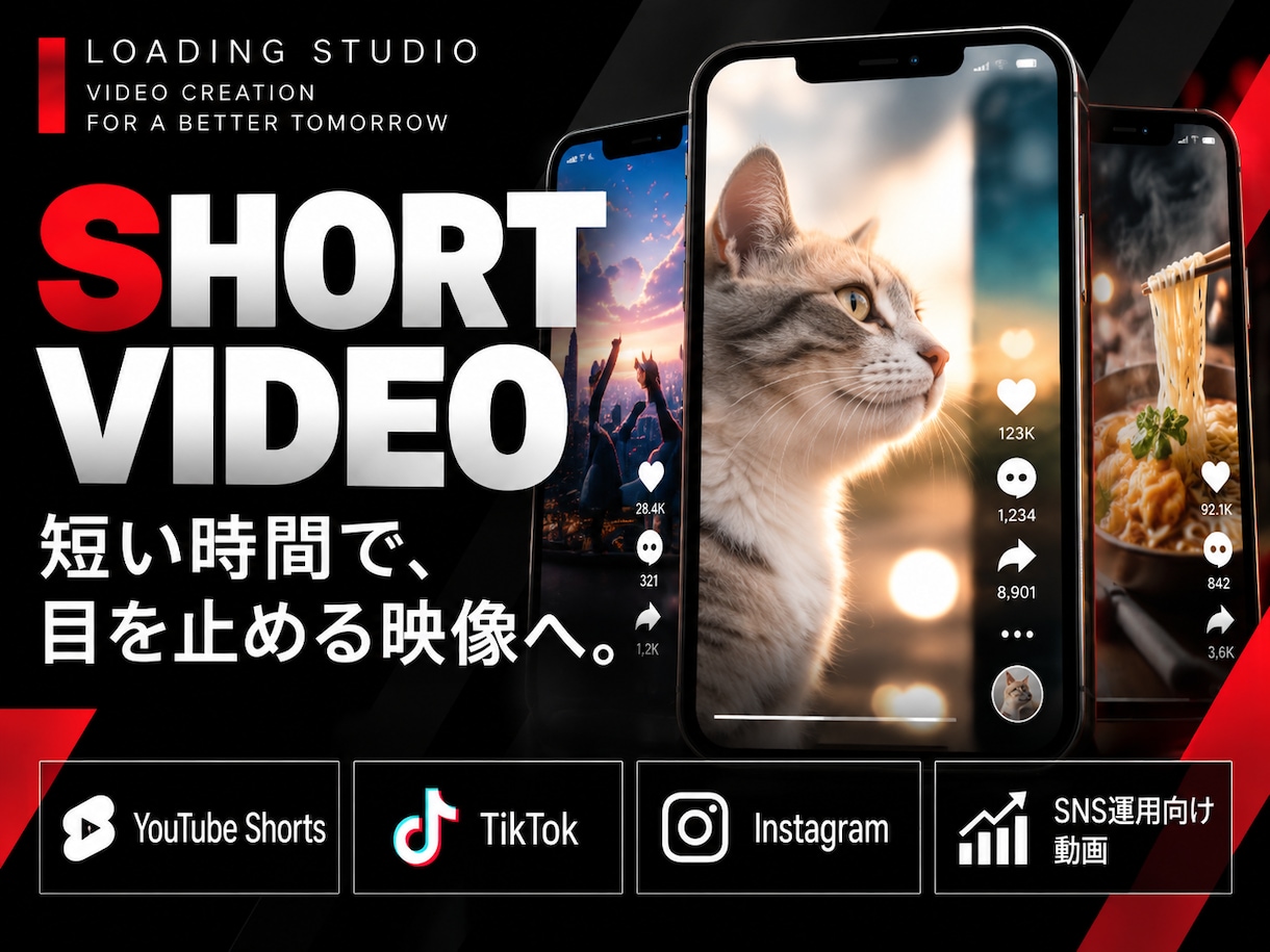 SNS・ショート動画を見やすく印象的に編集します SNS縦型ショート動画を制作します イメージ1