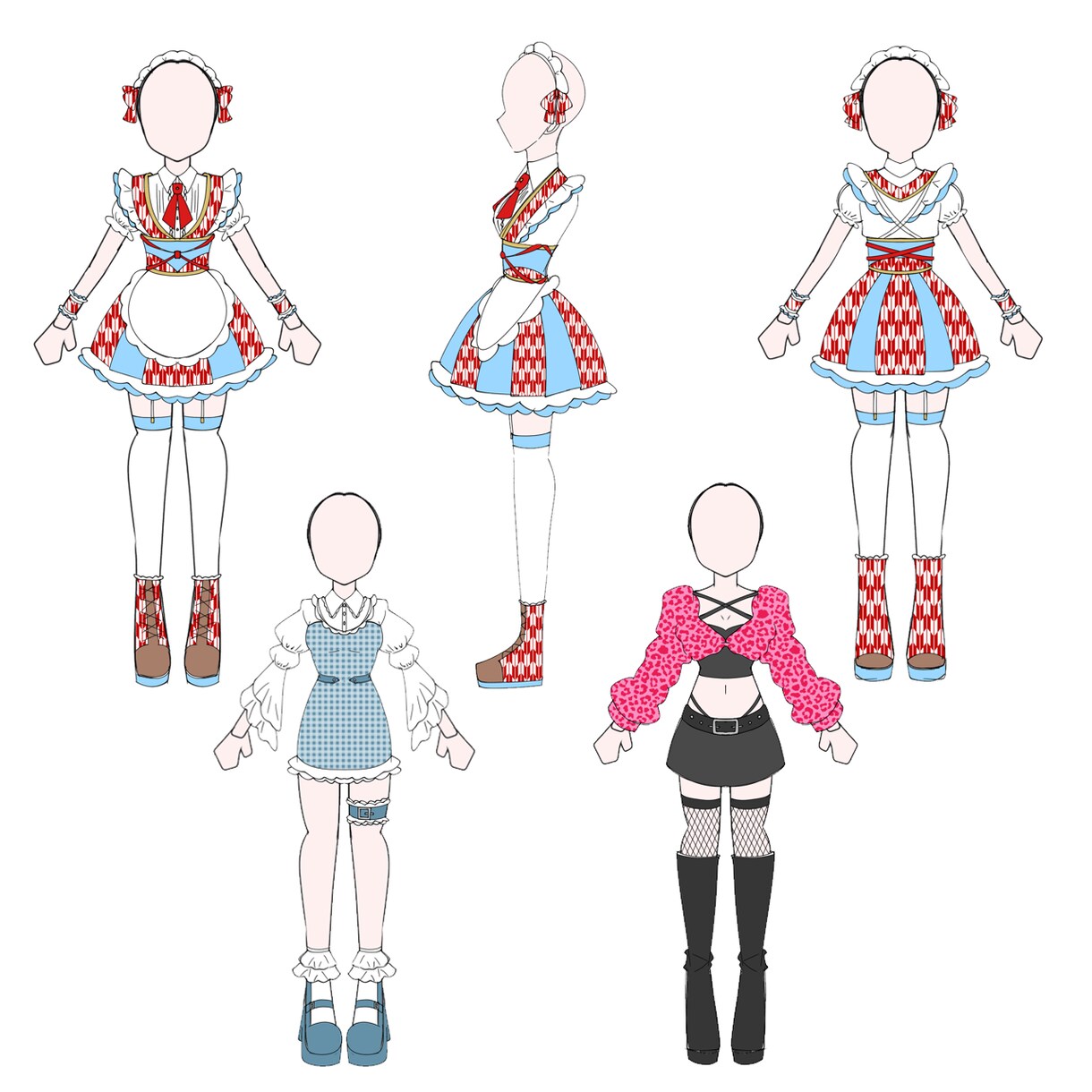 キャラクターの衣装デザインします 私服系からアイドル系などシンプルなものから華やかなものまで！ イメージ2