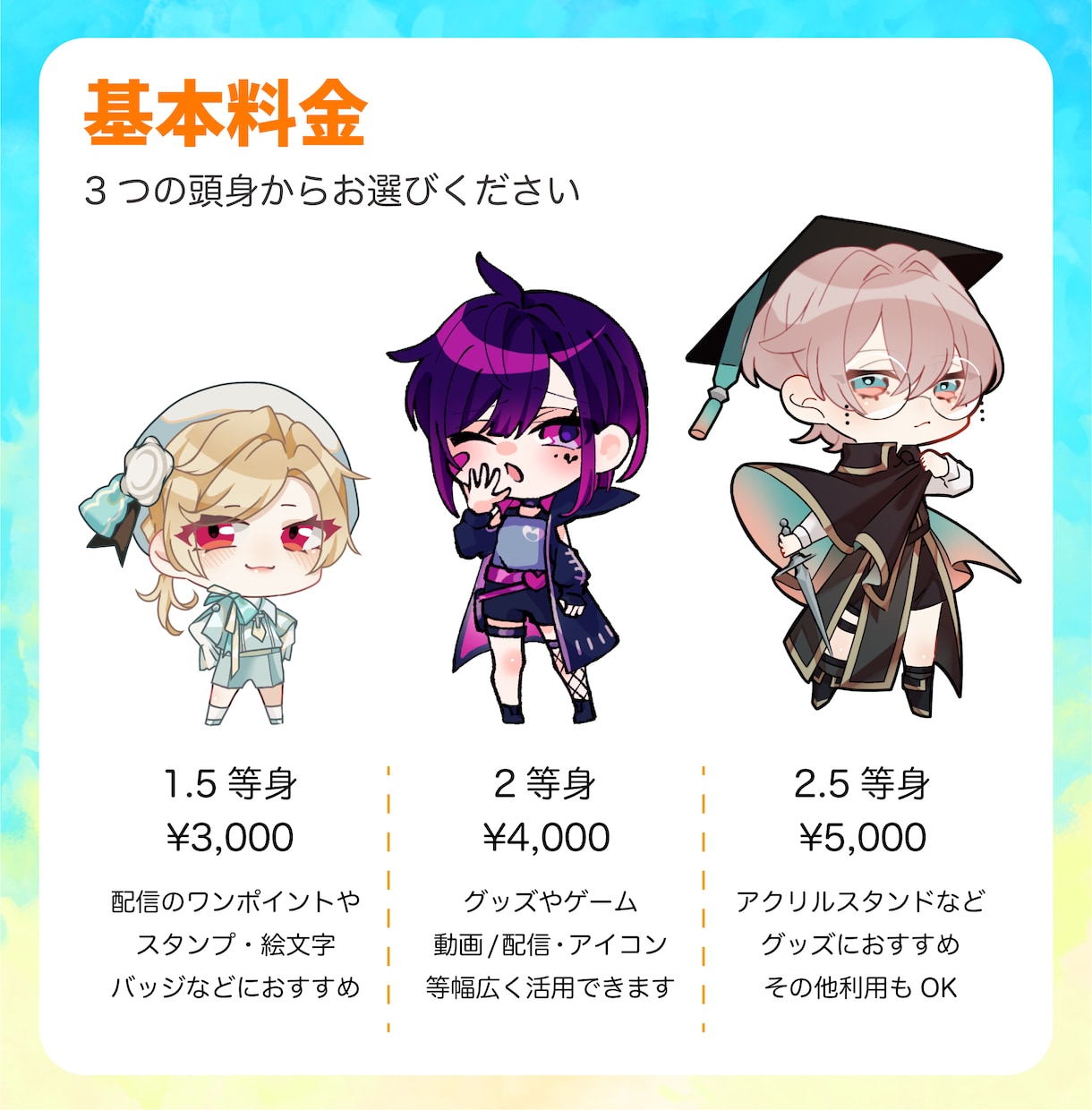 商用可◎かっこかわいいデフォルメミニキャラ描きます 季節やシチュエーションに合わせて生き生きと描くことができます イメージ2