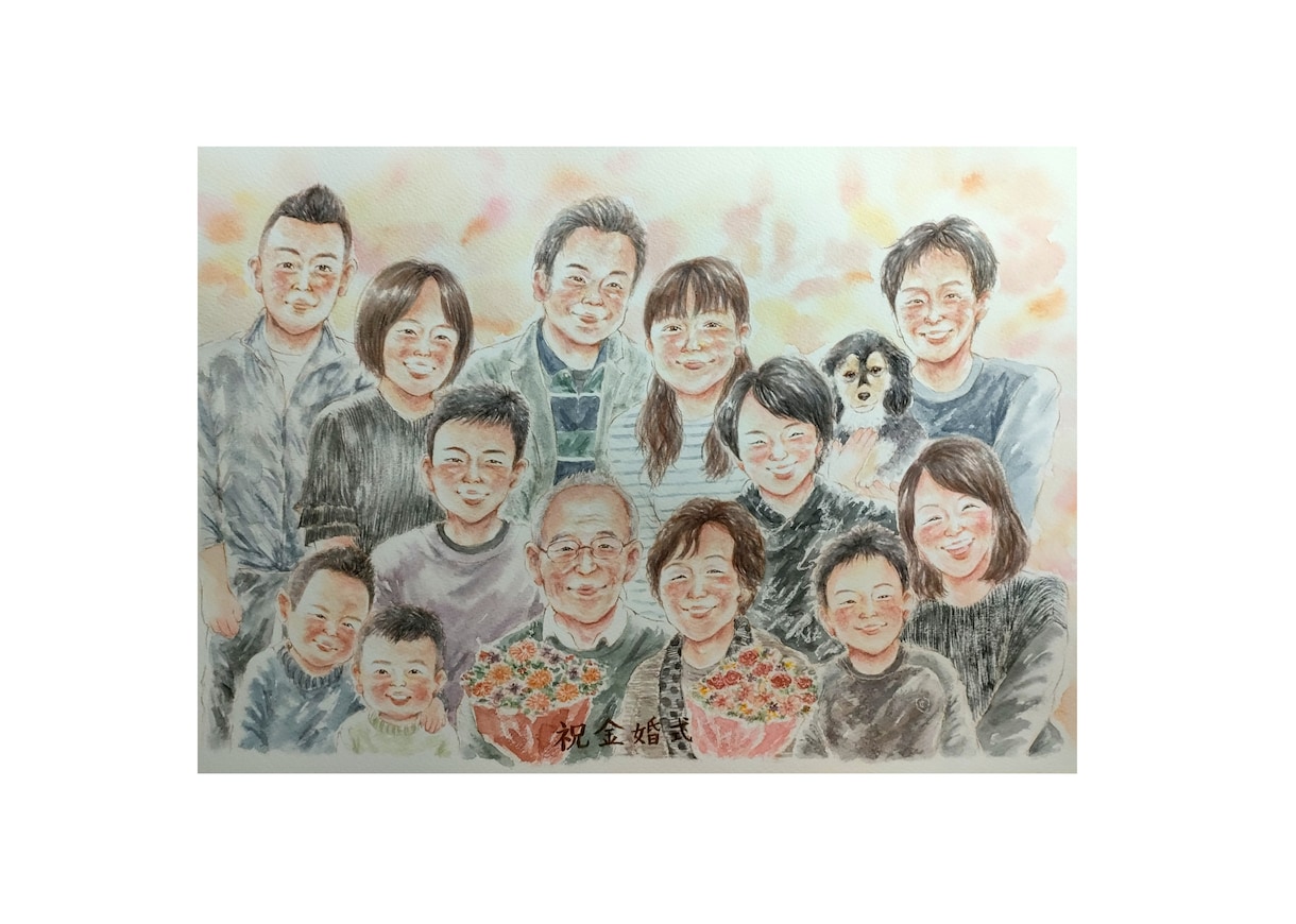 大人数6名様〜温かい水彩の似顔絵をお描きします お祝いや記念日に！世界に一つだけのプレゼント☆ イメージ9