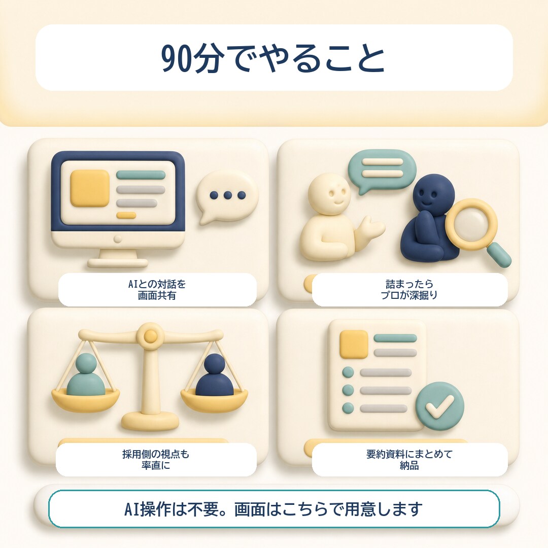 AI×キャリコンが転職相談をまとめて納品します AI対話を画面共有×プロの深掘り90分。要約を納品 イメージ3