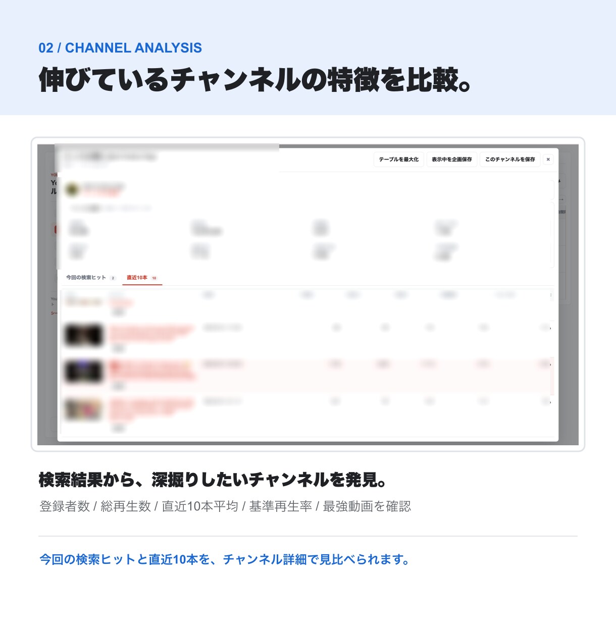 YouTubeリサーチ用Webアプリ提供します 探して終わりにしない、追跡型リサーチ イメージ3