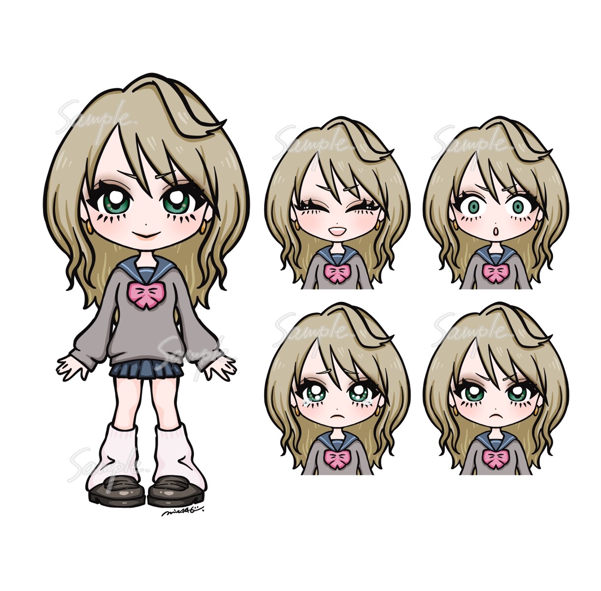 商用可★表情５種類！かわいいミニキャラ描きます SNSやブログ、MVなどにどうぞ！ イメージ2