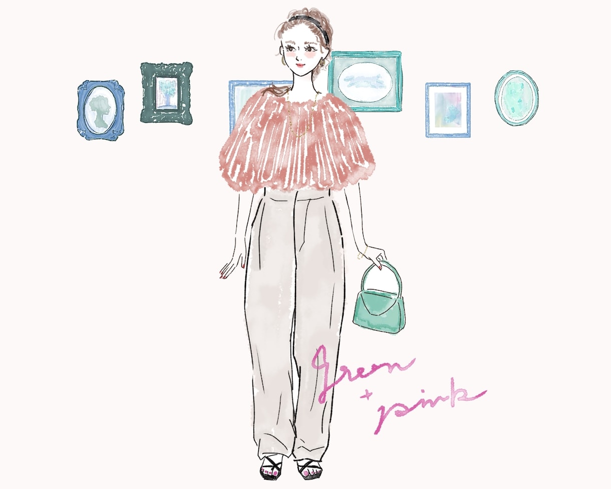 ファッションイラスト全身、おしゃれに水彩で描きます 大人ふんわり、外国パステル。トレンドと個性で注目を！商用あり イメージ1