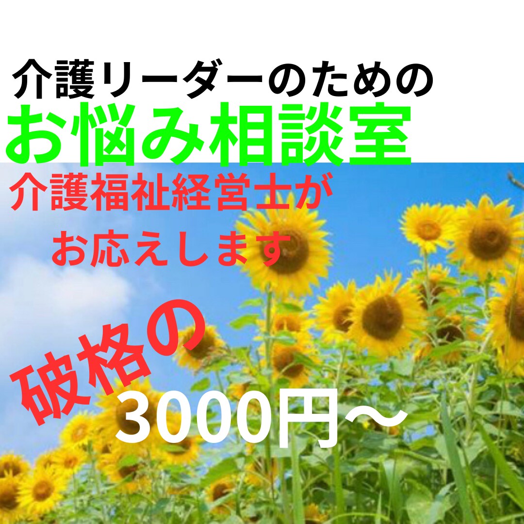介護リーダー又は目指している方の悩みにお応えします 解決\(^-^)/介護福祉経営士が分かりやすくアドバイス！ イメージ1