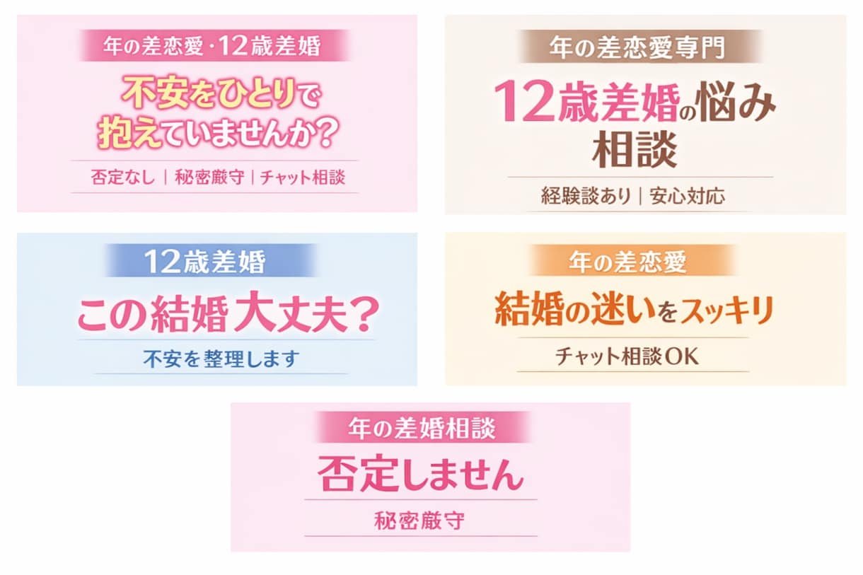 12歳差婚・年の差恋愛の相談にのります 否定なし・秘密厳守で不安を聞きます イメージ1