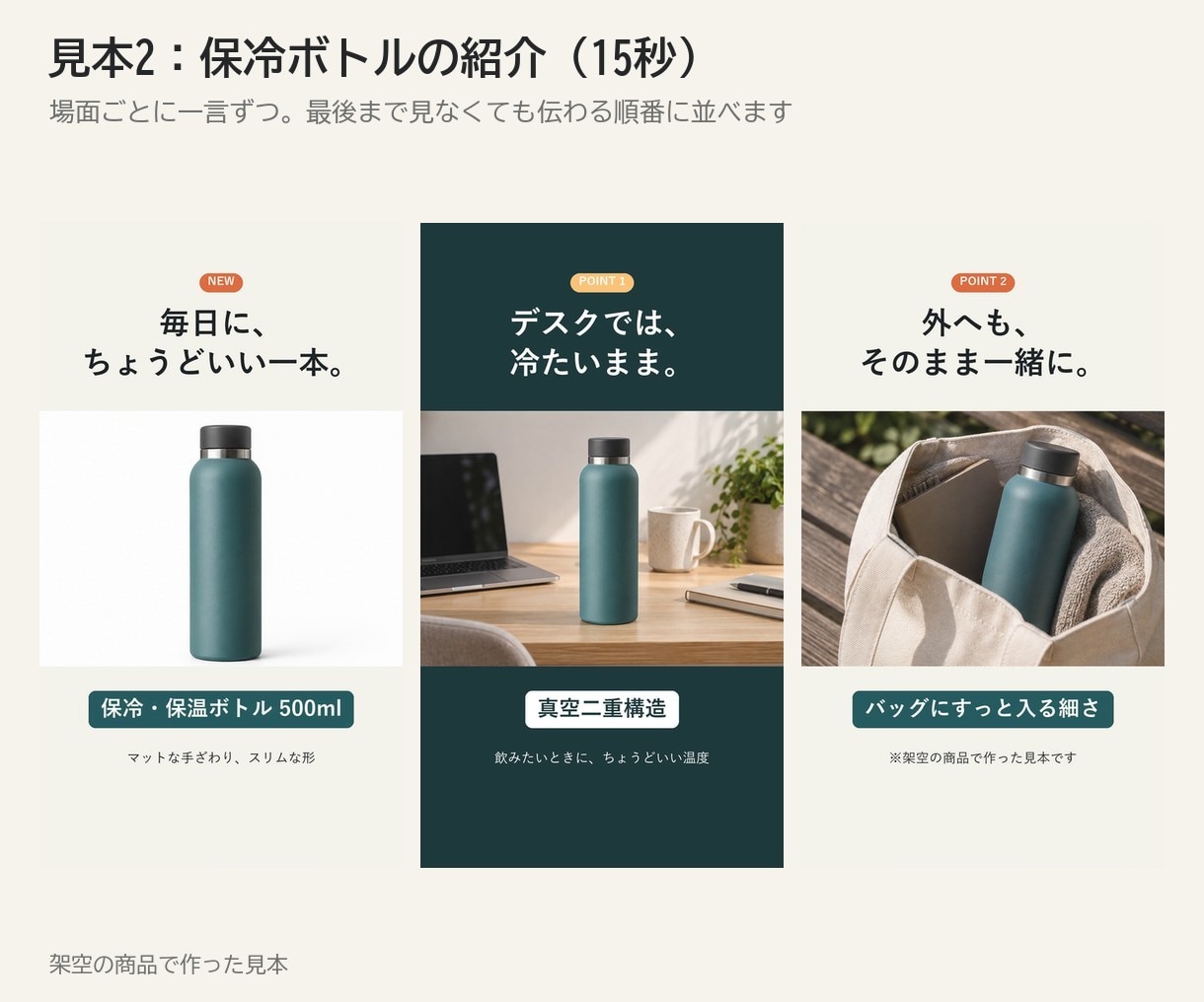 商品写真から縦型の商品紹介動画を作ります 15秒前後・1080×1920｜テロップと締めのカード入り イメージ2