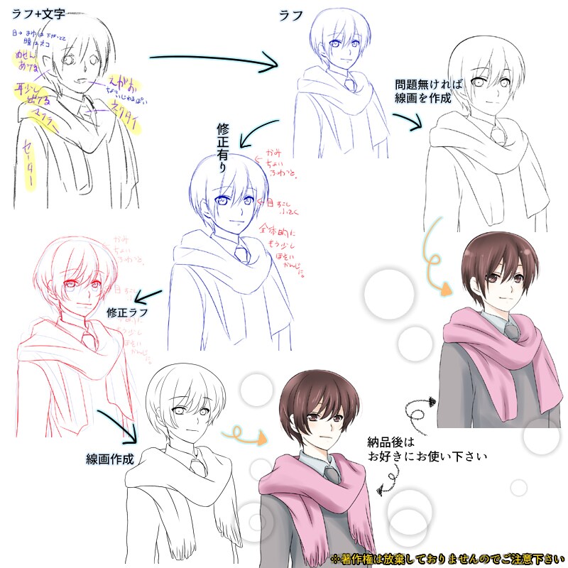 下書きから線画を作成致します 写メ、ラフからも対応しています。 イメージ3