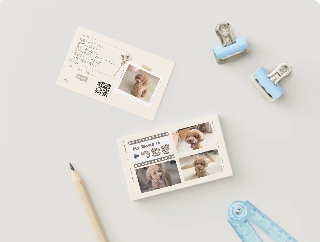 レトロ可愛い♡フィルム風うちの子名刺作ります スマホ写真OK！印刷代込100枚セミオーダーのペット名刺 イメージ4