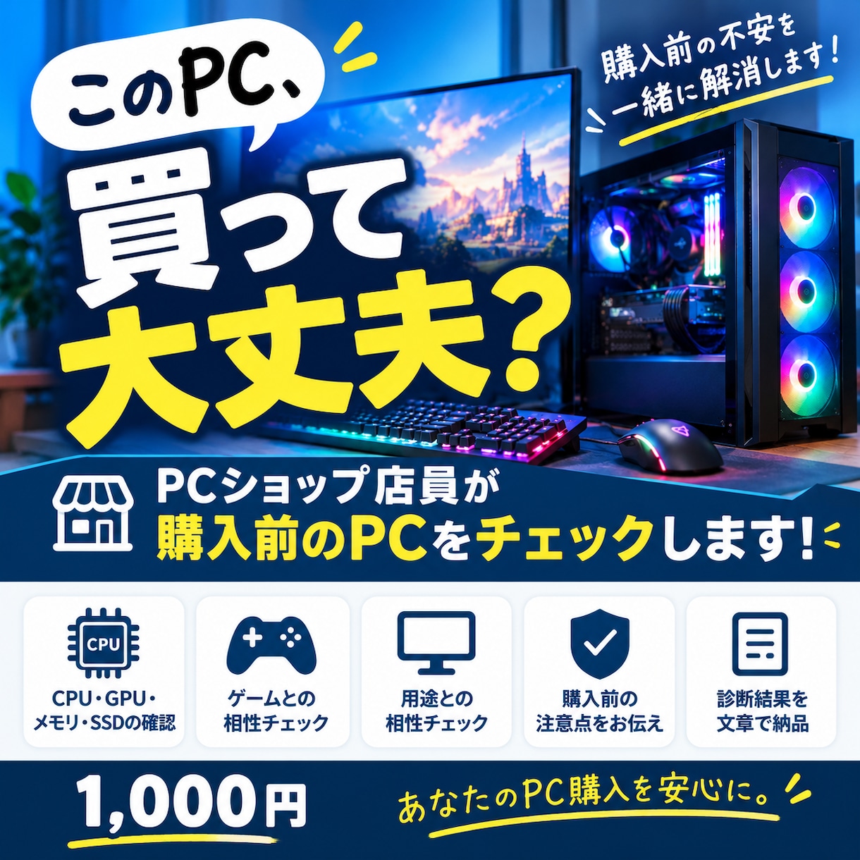 ゲーミングPC購入予定のスペックを診断します URLを送るだけ！PCショップ店員が購入前チェック イメージ1