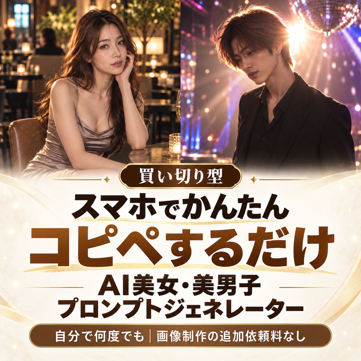AI美女・美男子のプロンプト作成を簡単にします スマホで選んでコピペするだけの買い切り型ツール イメージ1
