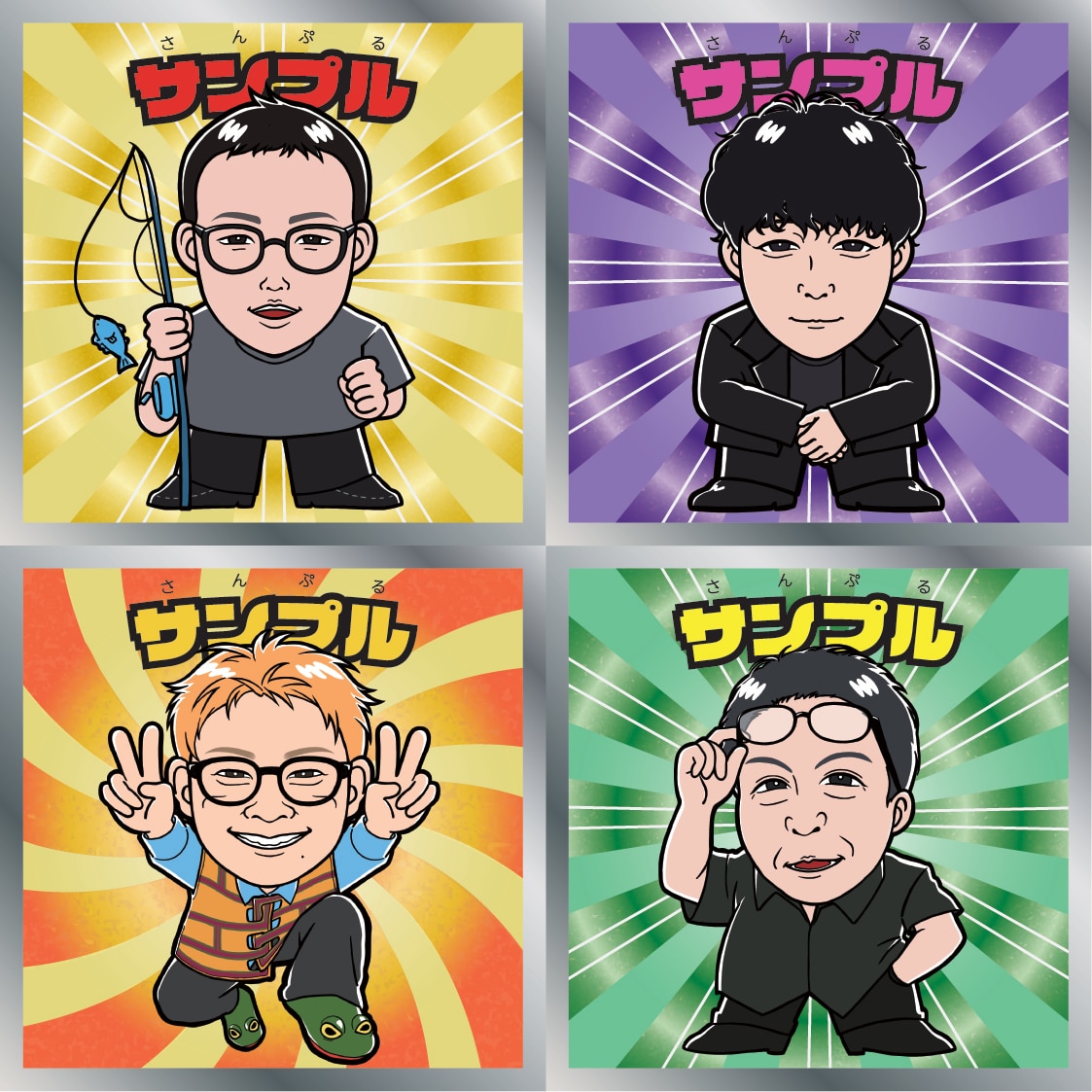 ユニークなビックリマンシール風イラスト制作します かわいくて特別な似顔絵をご希望の方へ イメージ2