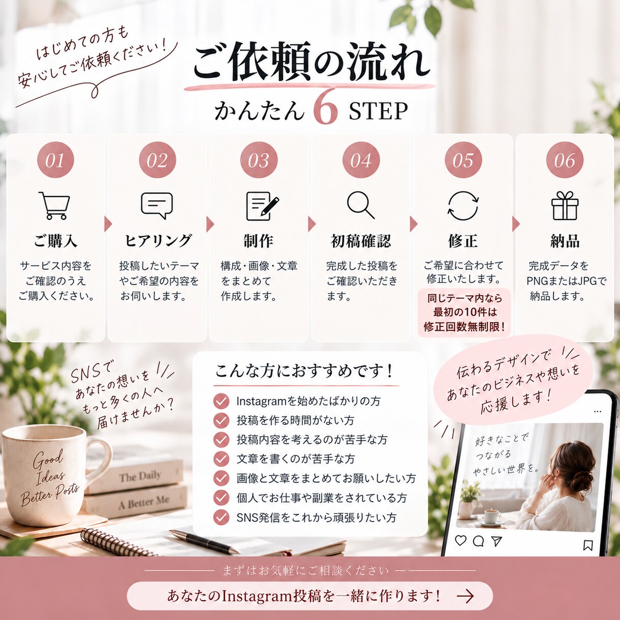 Instagram投稿画像を作成します 画像6枚＋投稿文章までまとめて制作します イメージ4