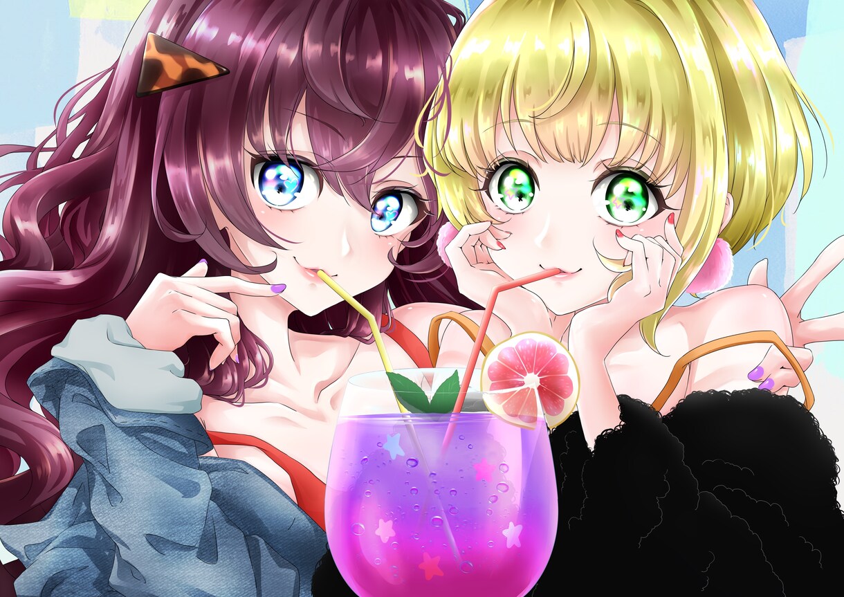 キラキラなイラスト描きます アイコンや待ち受けYouTubeなどご希望に合わせて描きます イメージ1