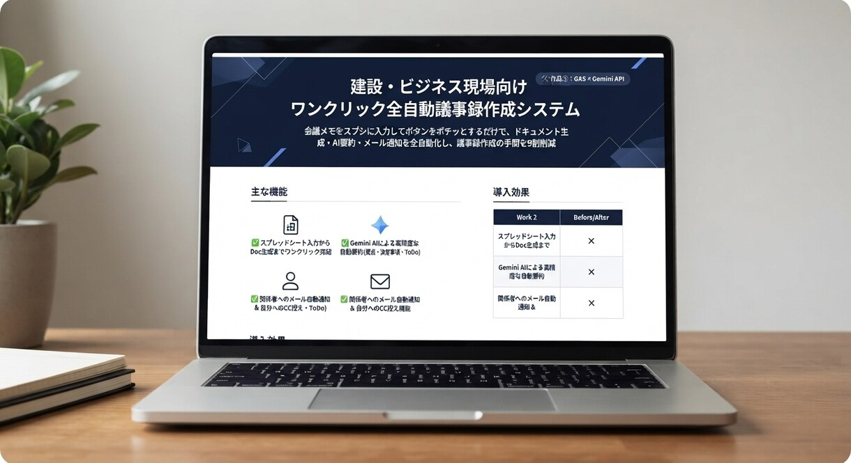 GAS×Gemini議事録自動化システムます 会議の手間を9割減らす全自動議事録ツール イメージ1
