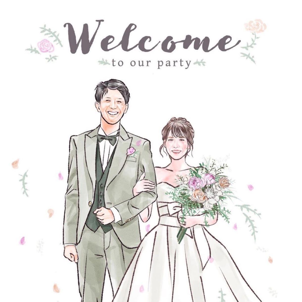 多幸感溢れるウェルカムボードお描きします ご結婚される皆さまの"幸せ"を優しくも華やかに演出します。 イメージ1