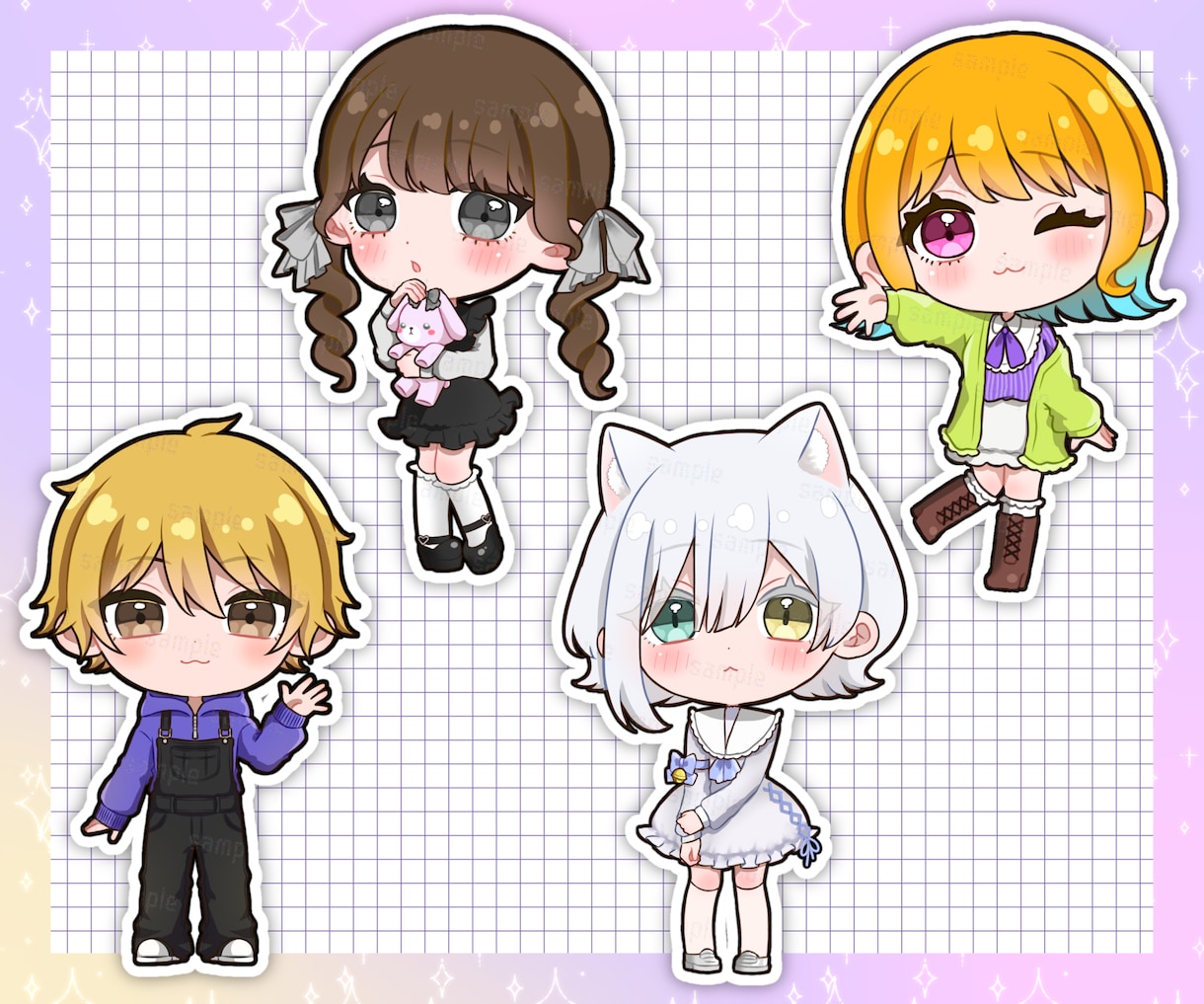 商用利用無料！ミニキャラアイコン描きます SNS等で使える全身ミニキャライラスト！ イメージ4