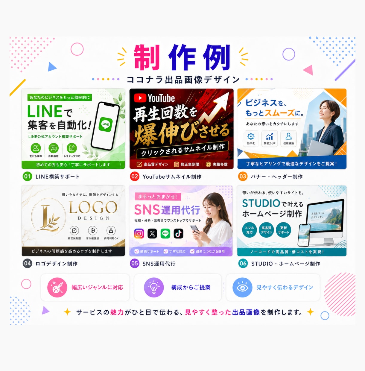伝わる・選ばれるココナラ出品画像制作します 目に留まり、ポチっとクリックされる画像を制作します。 イメージ7