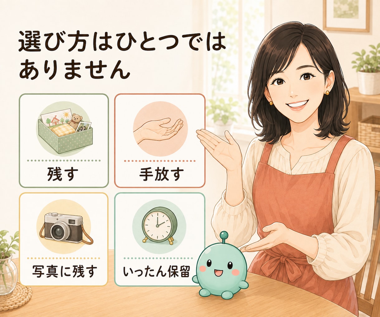 思い出の物を手放す前にあなたのお話を伺います 片付けながらでも大丈夫。捨てる・残すを一緒に考えます イメージ5