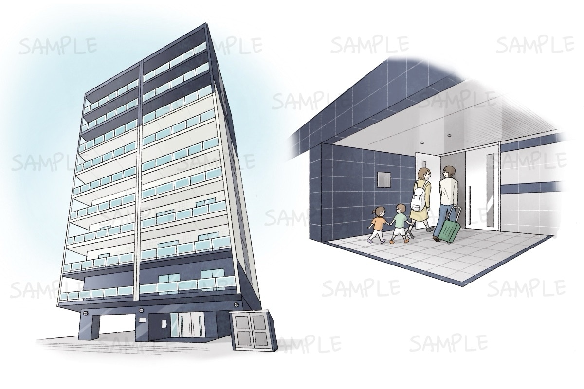 手描き風で優しい雰囲気の外観図(人物も可)描きます ▼店舗の完成予定図や、宿泊施設の宣伝など。幅広く対応します。 イメージ1