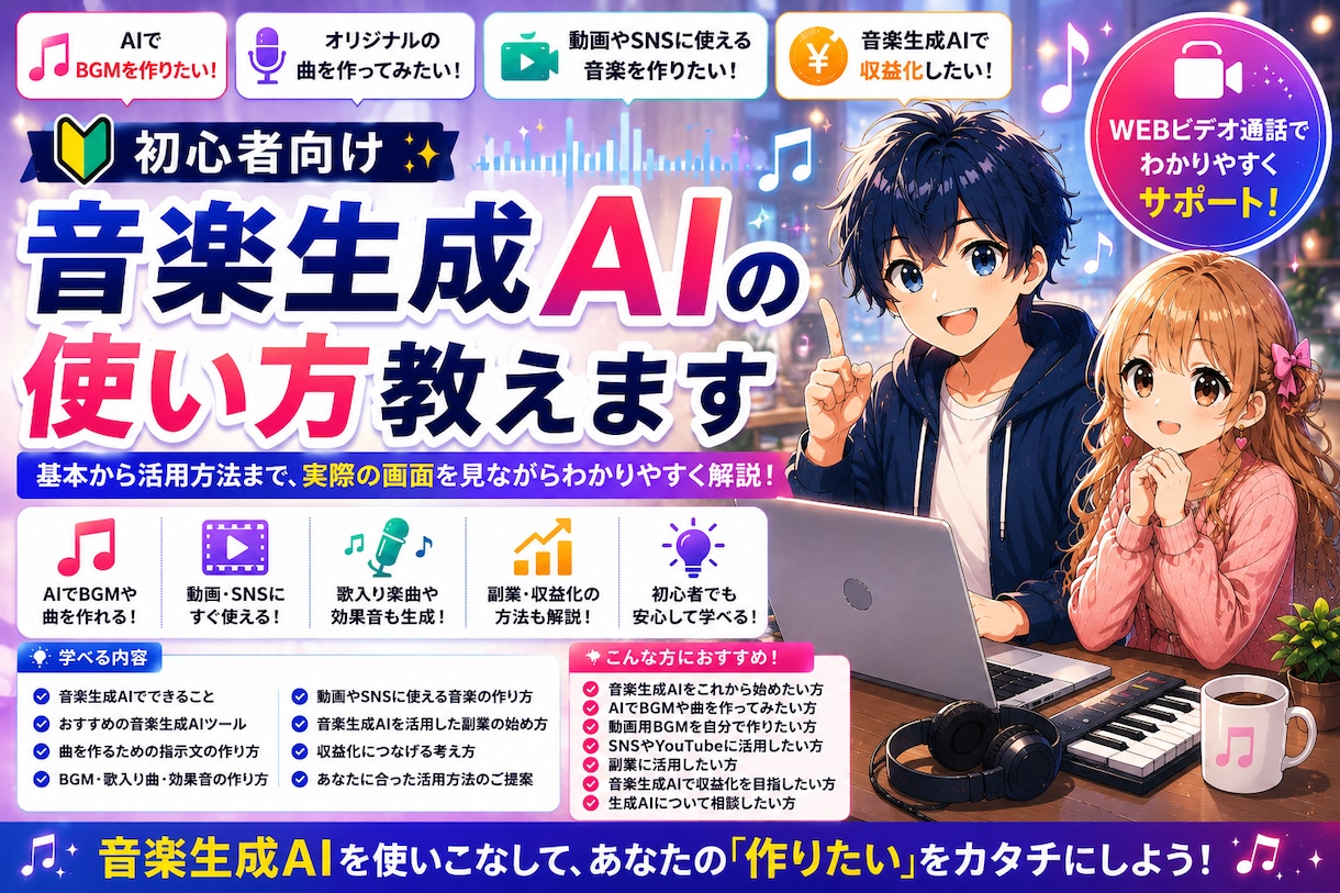 音楽生成AIでできることを初心者向けに解説します AIでBGMや曲を作る方法をわかりやすく教えます イメージ2
