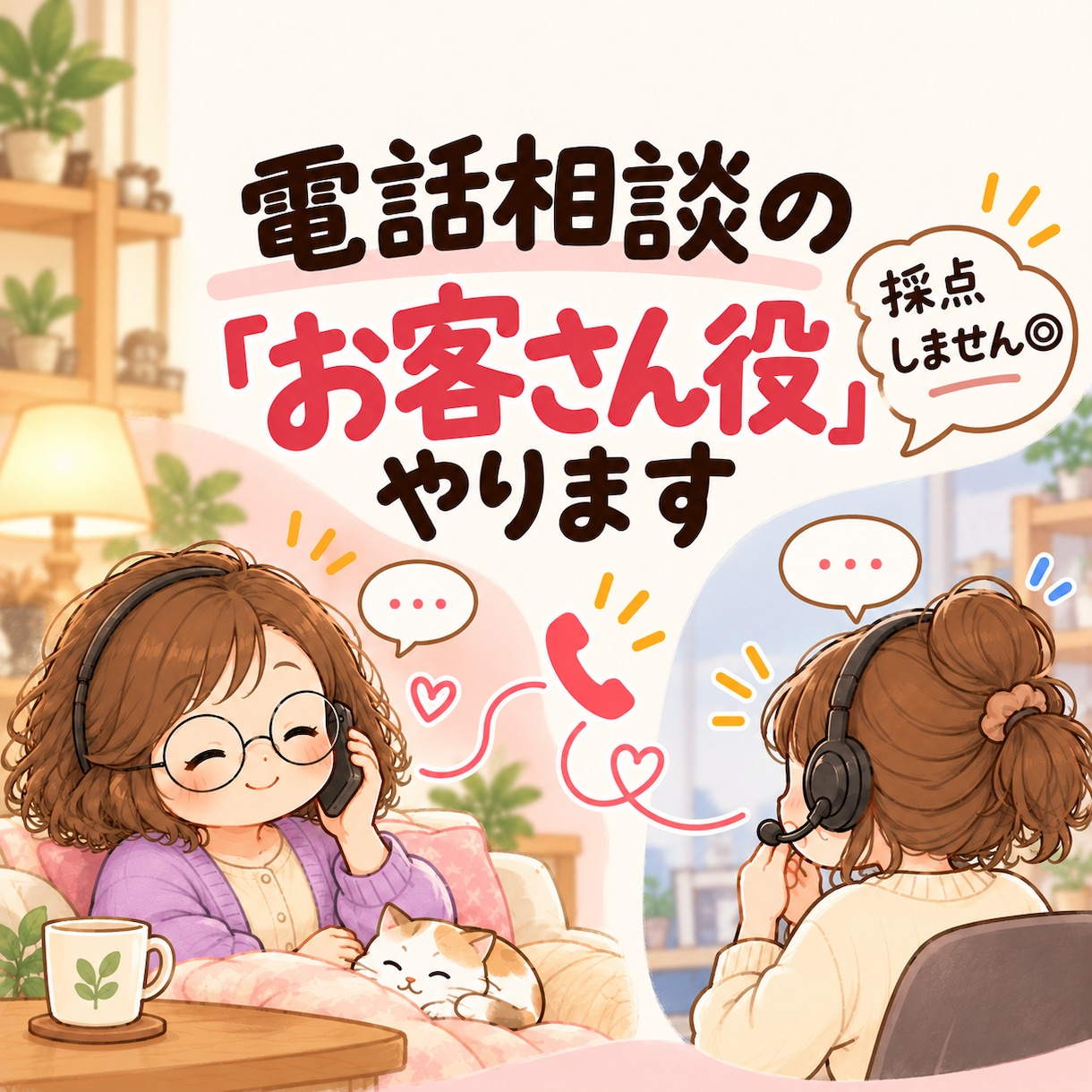 電話相談の「お客さん役」やります 採点しません。「私はこう感じた」をお伝えします。 イメージ1