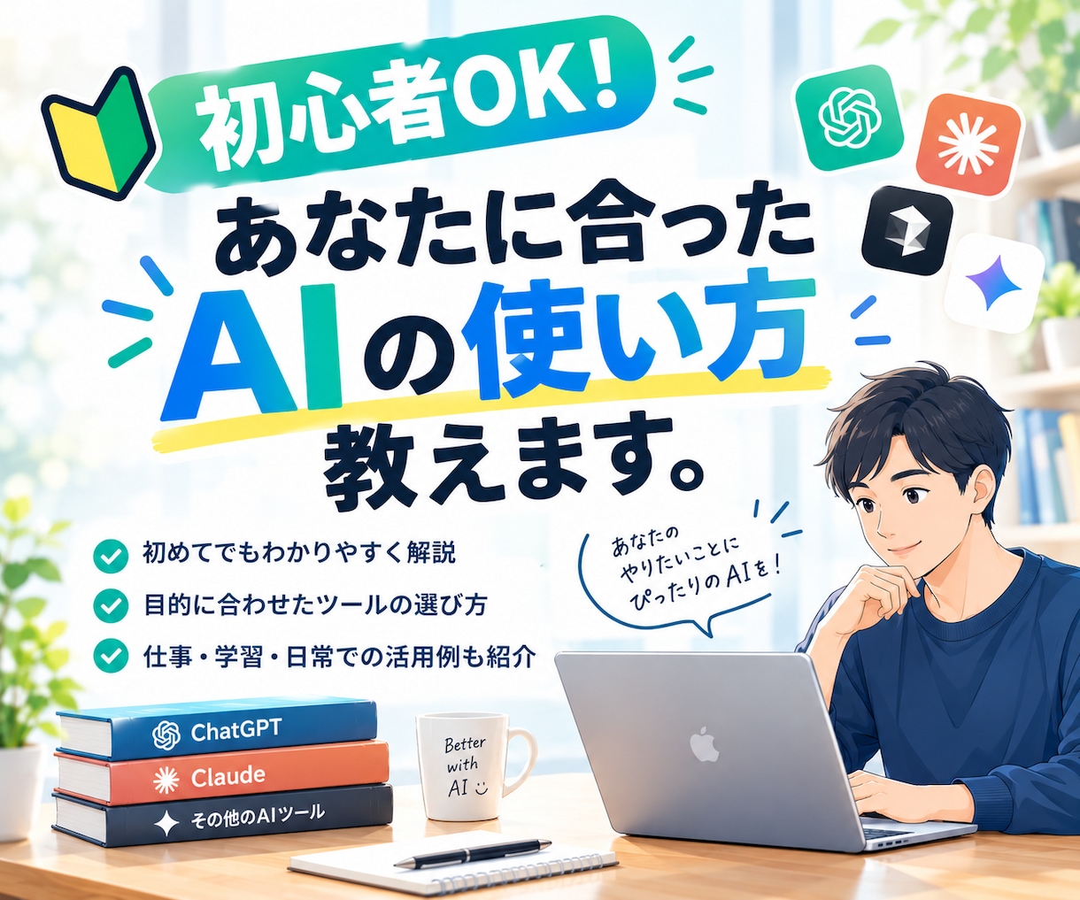 初心者OK！あなたに最適なAIの使い方を教えます AIの種類が多すぎる。何を使えばいいか分からない方へ。 イメージ1