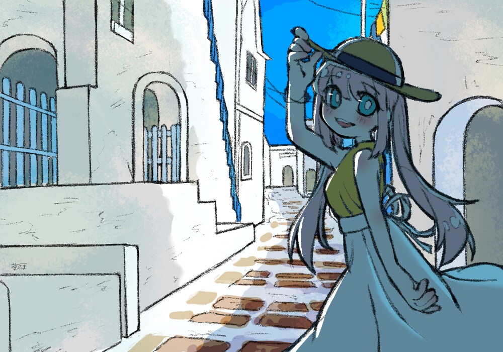雰囲気のあるミニキャライラスト描きます 美しい街並み×あなたのオリジナルキャラ イメージ1