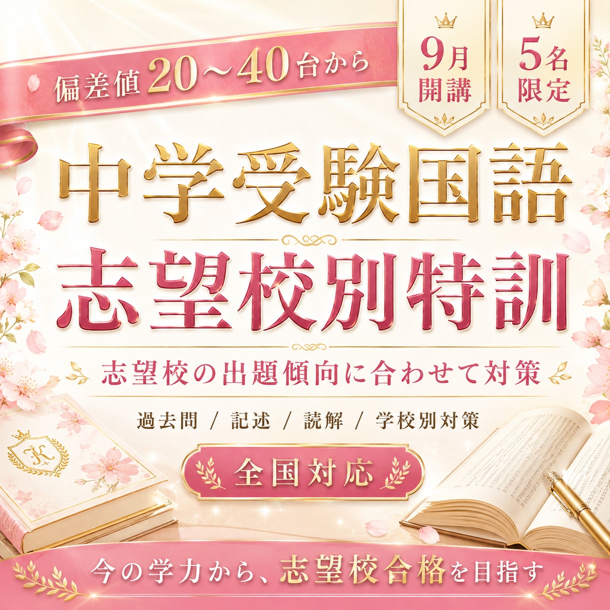 志望校別に中学受験国語の過去問を対策します 偏差値20〜40台から第一志望合格を目指します イメージ1